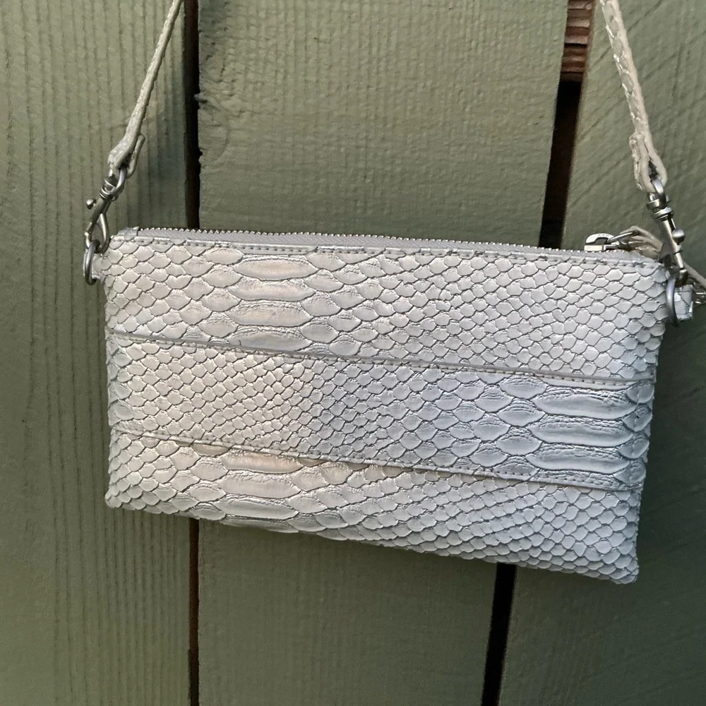 Chic White Textured Clutch Wristlet